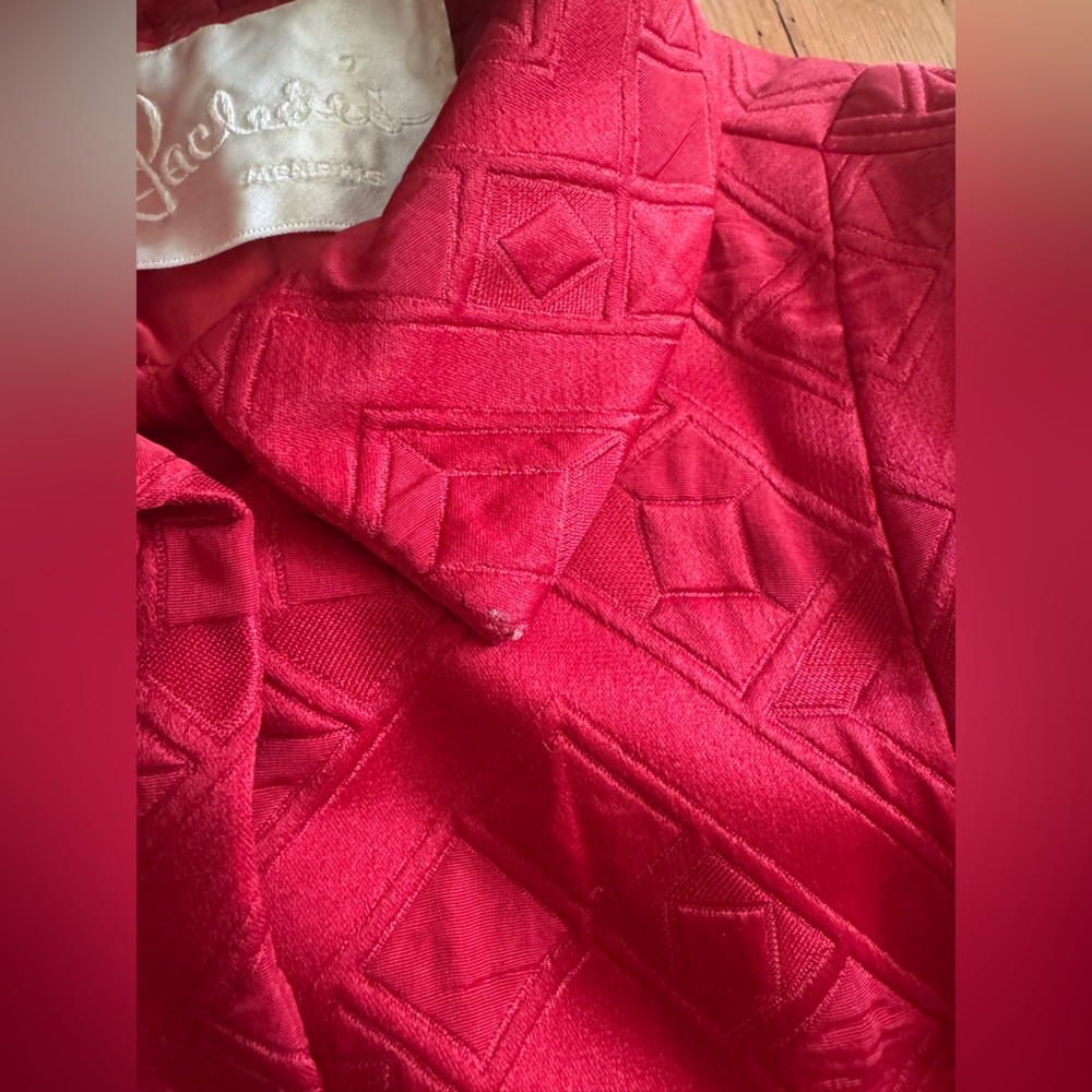 60s Vintage Malcolm Starr Red Satin Swing Coat - Picture 8 of 13
